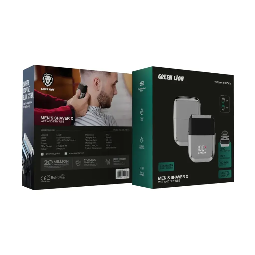 9904781951036 GREEN LION MENS SHAVER X - SILVER