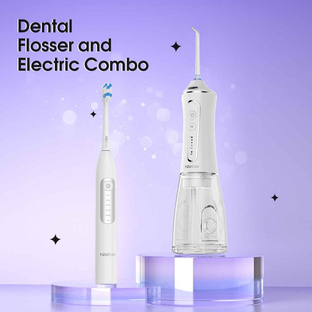 H2O FLOSS HF-6 ORAL IRRIGATOR BT-02 ELECTRIC TOOTHBRUSH - WHITE