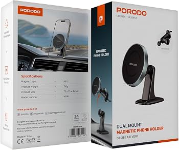 9904781925150 PORODO DUAL MOUNT MAGSAFE PHONE HOLDER DASH & AIR VENT